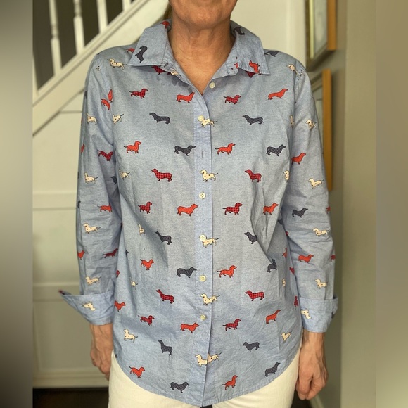 Talbots Dachshund Button Down Women’s Medium Shirt - Picture 3 of 6